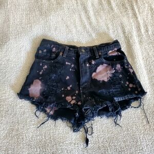 Levi’s Vtg Black Pink Tie Dye/Acid Wash Distressed Jean Shorts 90s Cut Offs